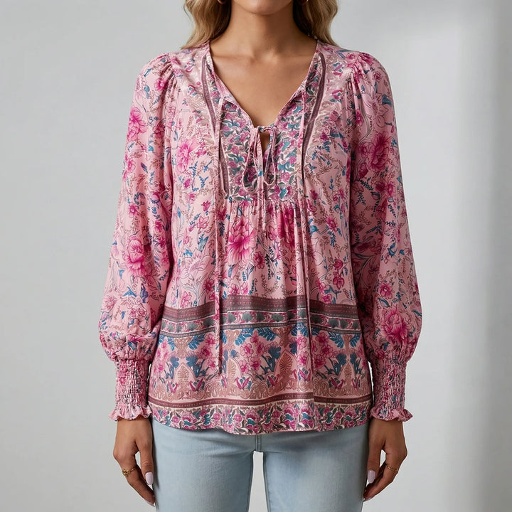 Florindra - Camicetta boho con stampa floreale