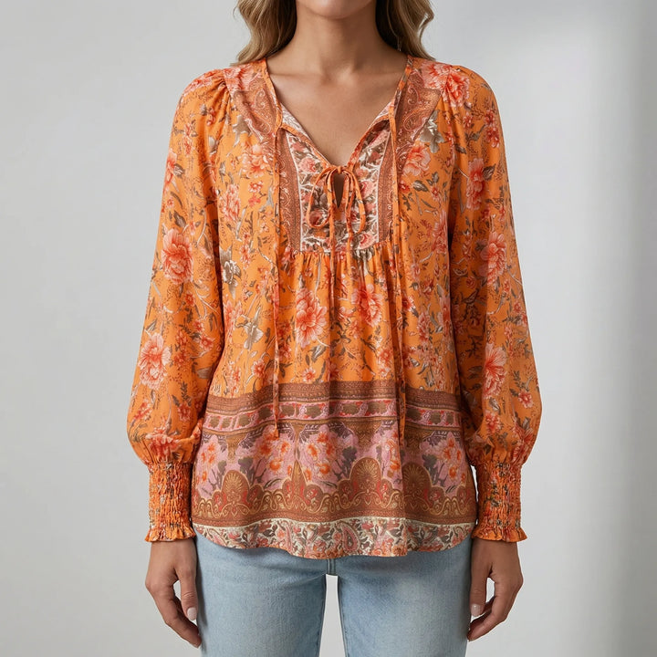 Florindra - Camicetta boho con stampa floreale