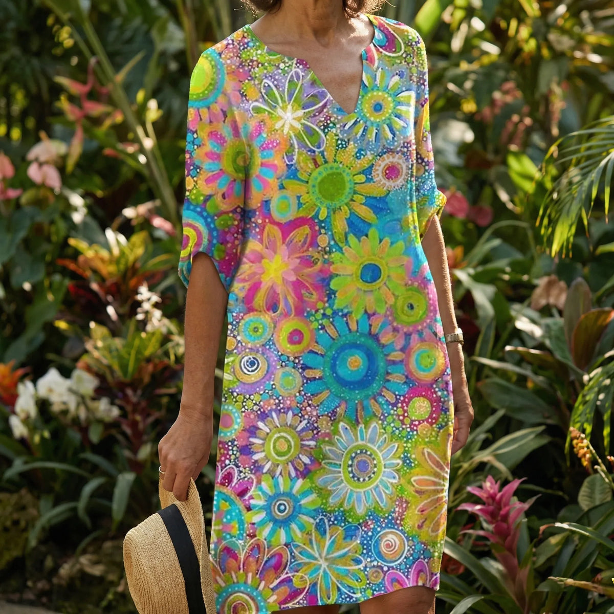 Abito Midi Stampato Floreale Bold