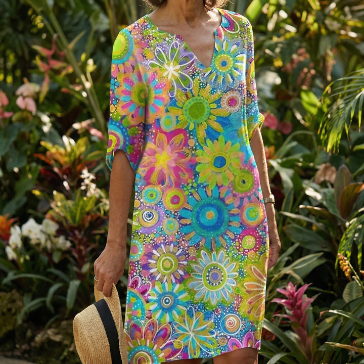Florvida - Abito midi con stampa floreale audace