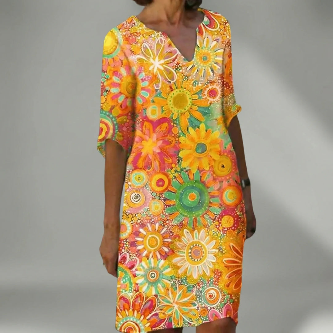 Florvida - Abito midi con stampa floreale audace