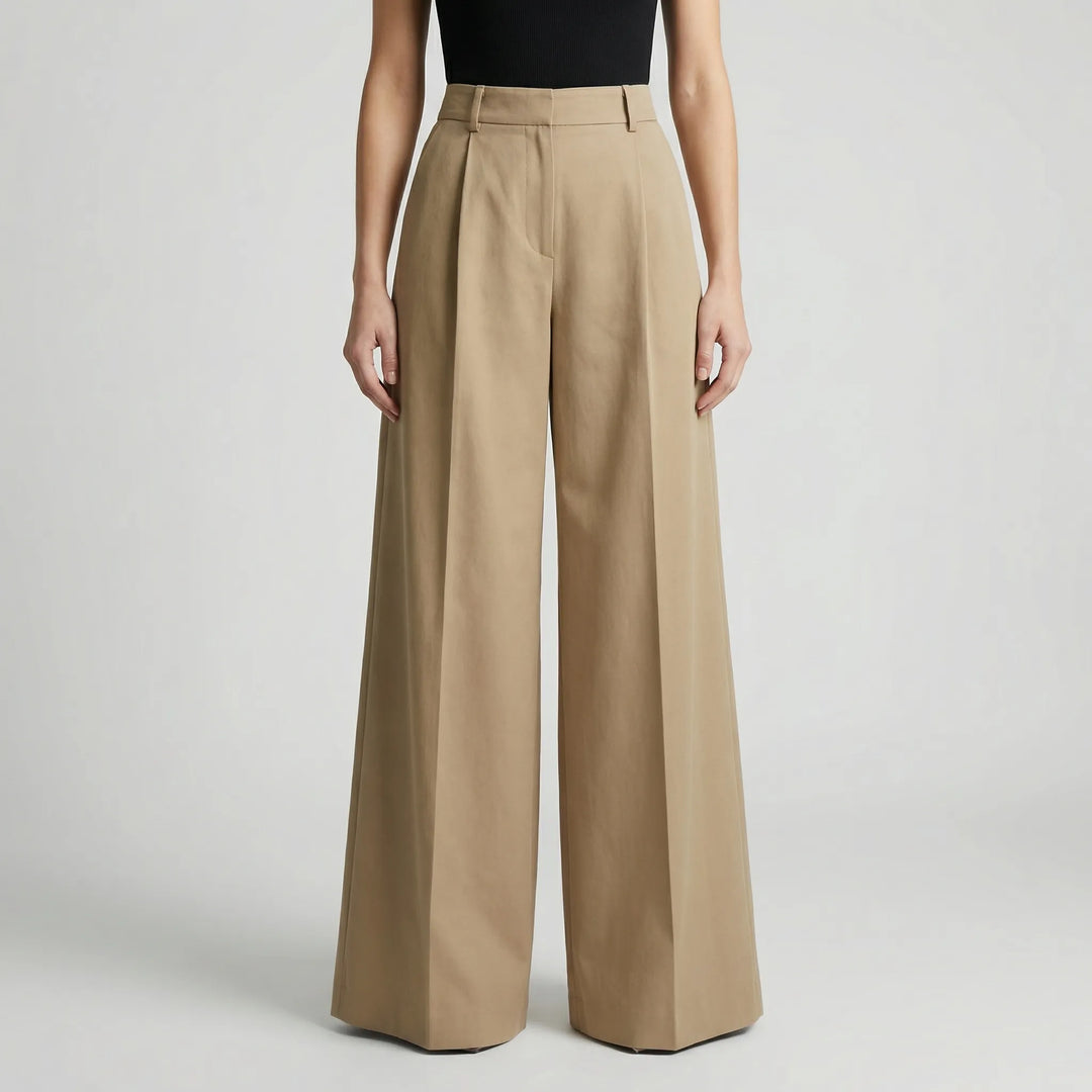 Flowana - Pantaloni a gamba larga a vita alta e svasata