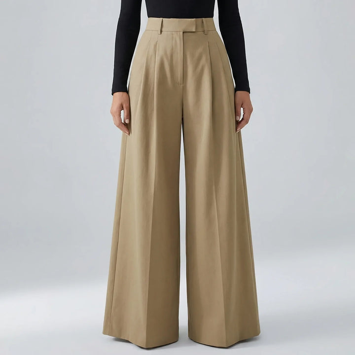 Flowvia - Pantaloni lunghi a vita alta e gamba larga
