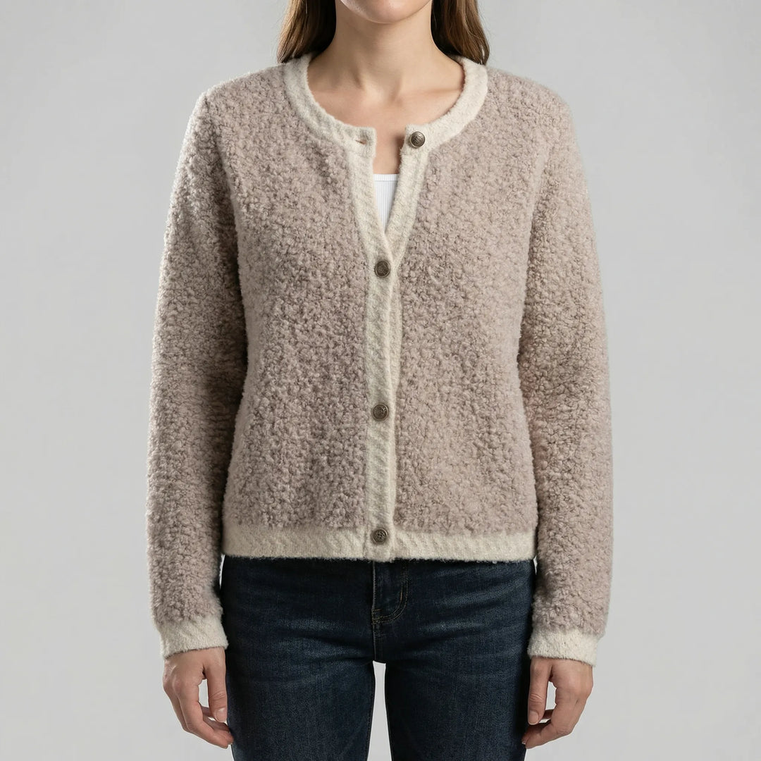 Fluzzle - Cardigan in maglia soffice con abbottonatura frontale