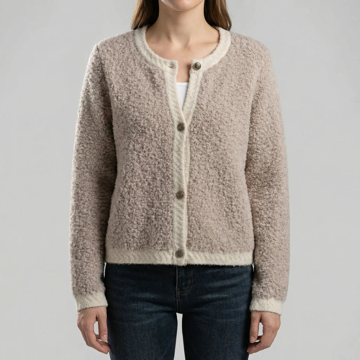 Cardigan in Maglia con Bottoni Morbido da Donna