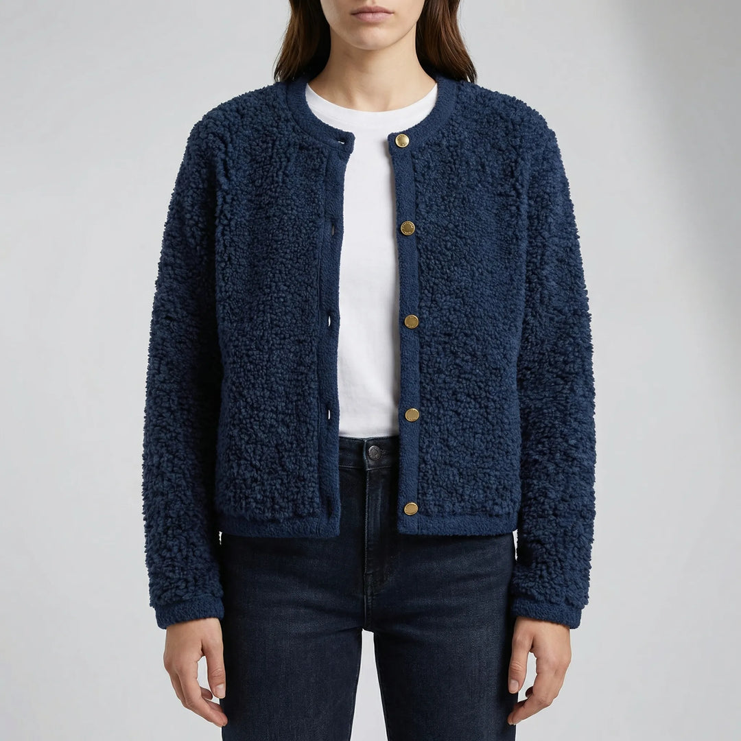 Fluzzle - Cardigan in maglia soffice con abbottonatura frontale