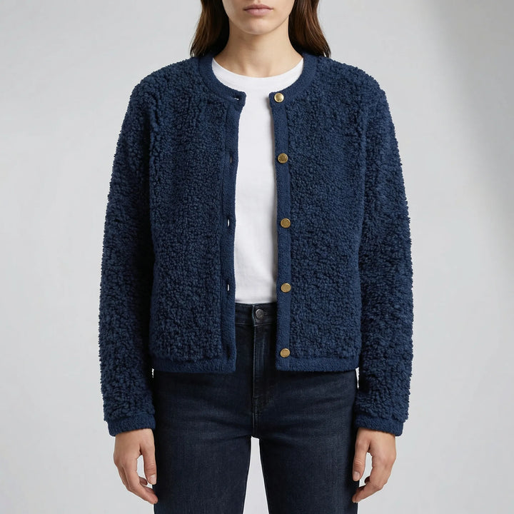 Fluzzle - Cardigan in maglia soffice con abbottonatura frontale