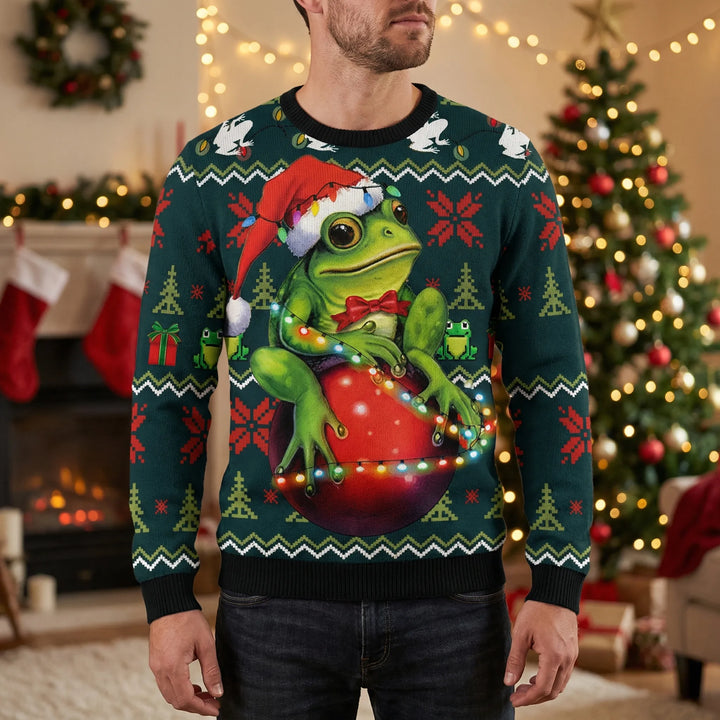 Frogliday - Maglione natalizio con grafica a rana