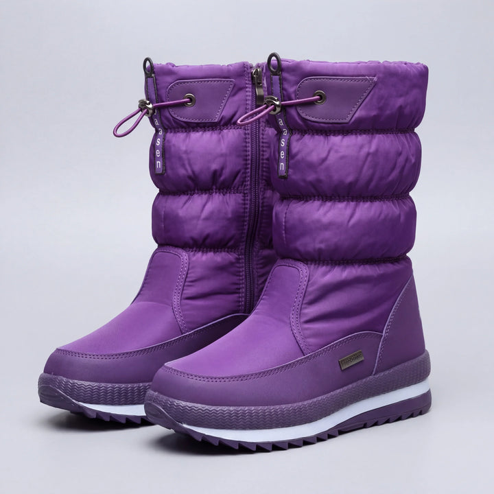 Frozvelle - Quilted Mid-Calf Slip-On Winter Boot