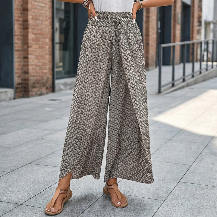 Geovara - Pantaloni a vita alta e gamba larga con stampa
