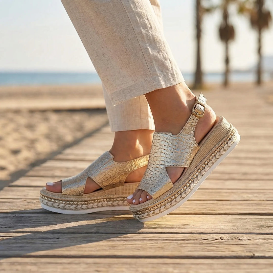 Glimmera - Sandalo con plateau e cinturino posteriore da donna