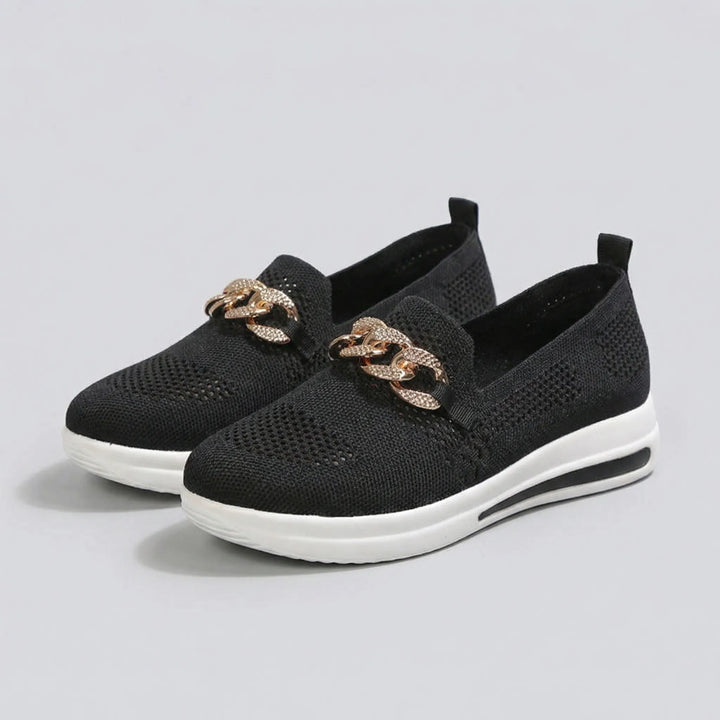 Glitzloa - Sneaker slip-on in maglia con dettaglio a catena
