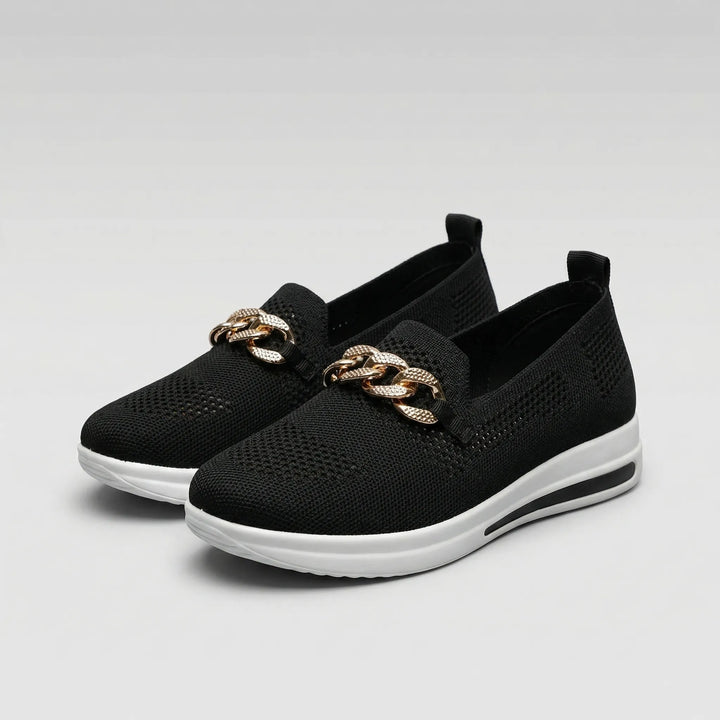 Glitzloa - Sneaker slip-on in maglia con dettaglio a catena