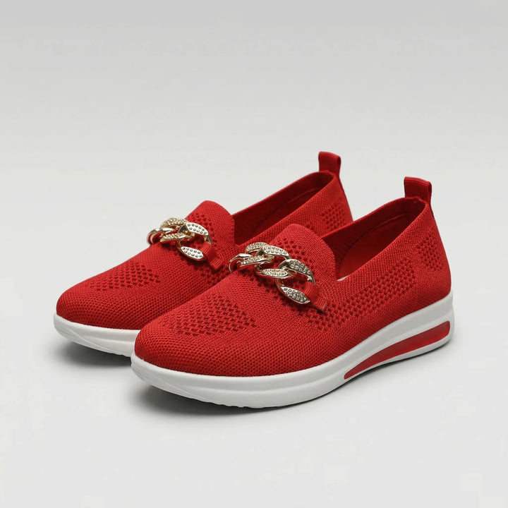 Glitzloa - Sneaker slip-on in maglia con dettaglio a catena