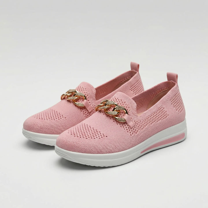 Glitzloa - Sneaker slip-on in maglia con dettaglio a catena