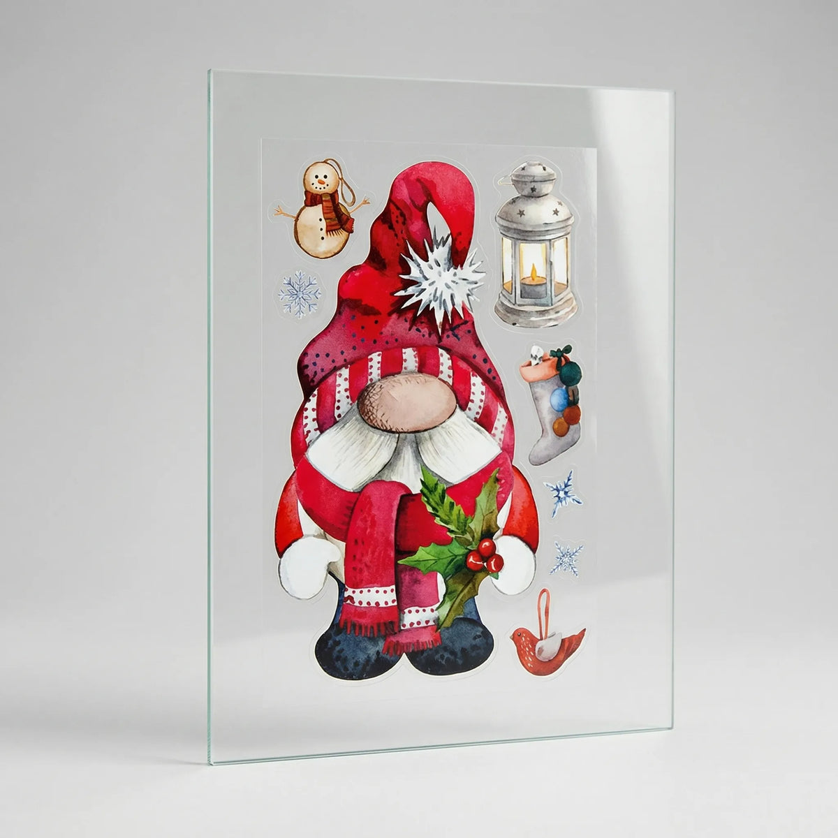 Set di adesivi per finestra a tema gnomo di Babbo Natale