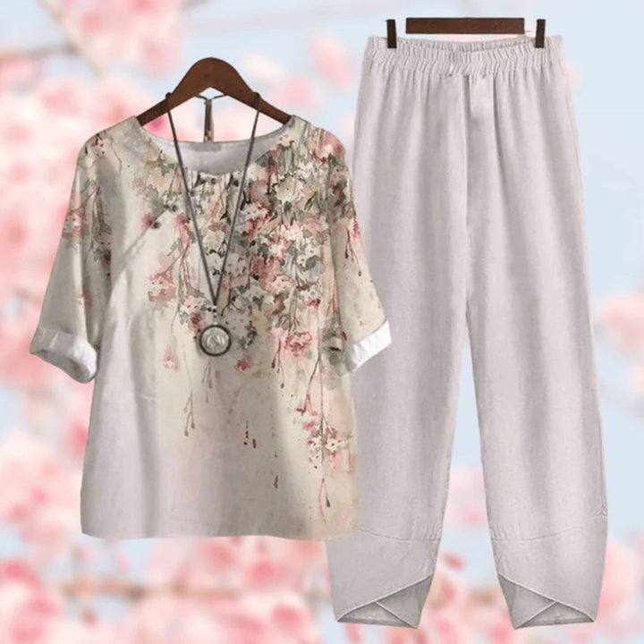 Set a due pezzi con motivi floreali vintage
