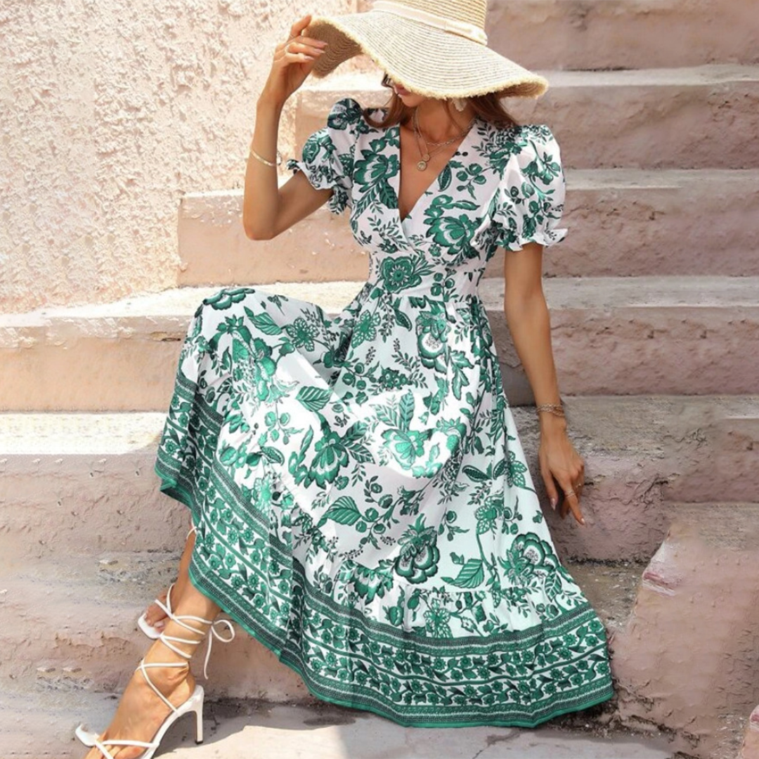 Renske – Abito a fiori con maniche a sbuffo da donna