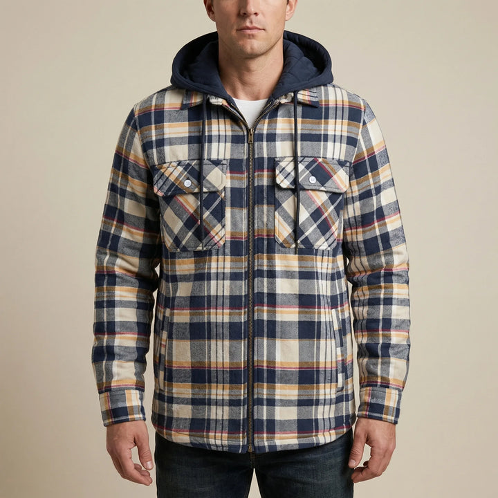 Gridloch - Giacca-camicia a quadri con cappuccio da uomo
