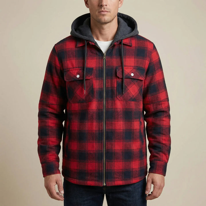 Gridloch - Giacca-camicia a quadri con cappuccio da uomo
