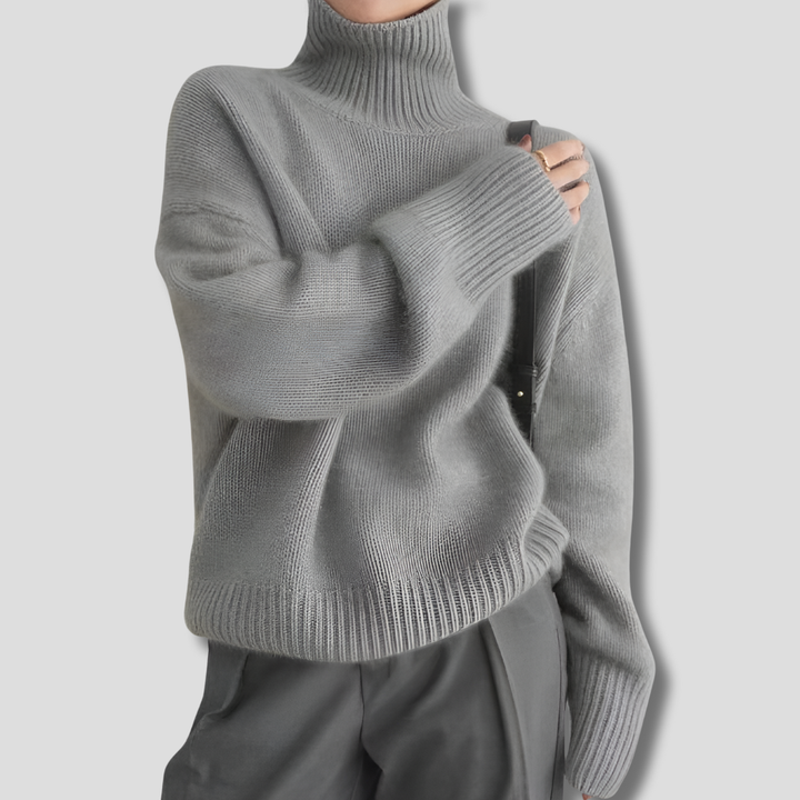 Pullover in Lana Fine Spesso con Collo Alto per Donne
