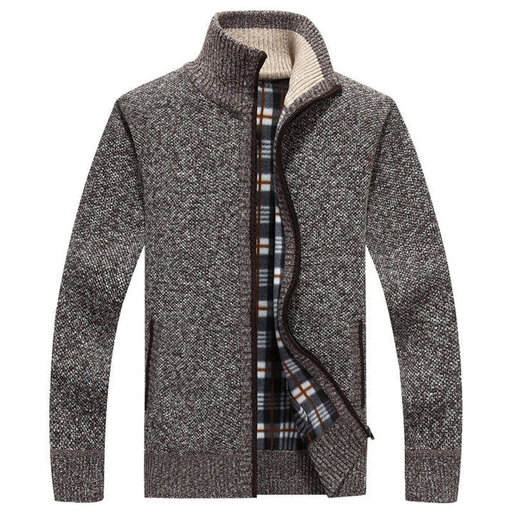 Maglione da uomo in maglia con cerniera per calore e stile