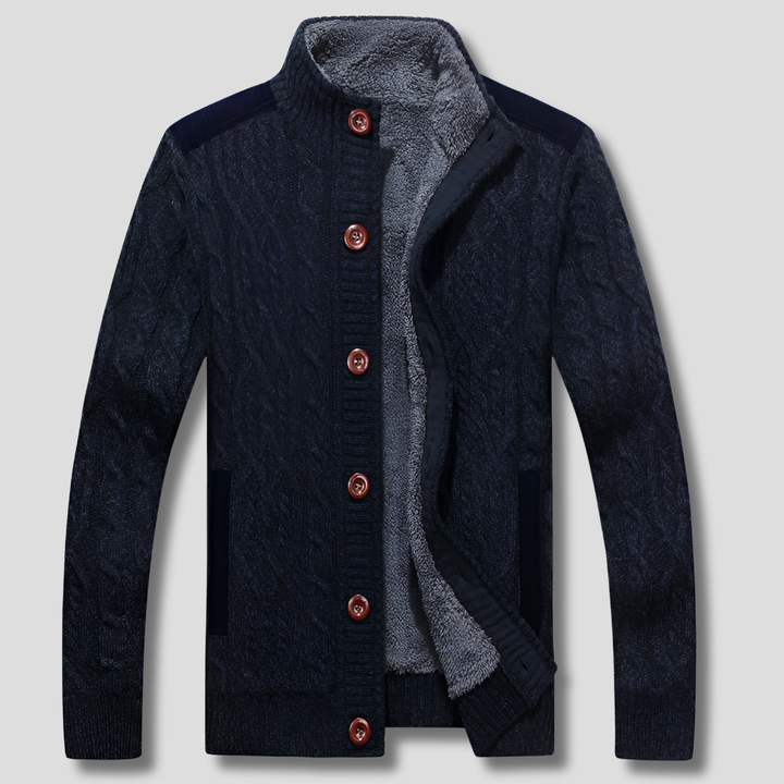 Cardigan Foderato in Pile da Uomo