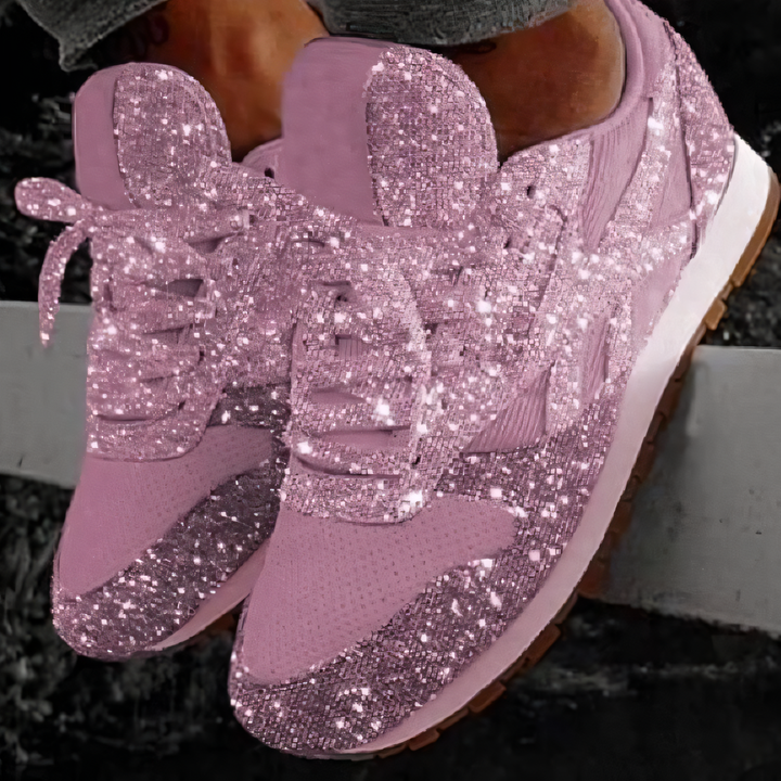 Sneakers da donna con tacco grosso e glitter