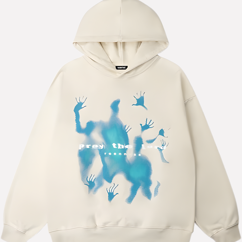 Felpa oversize unisex con cappuccio e stampa vintage