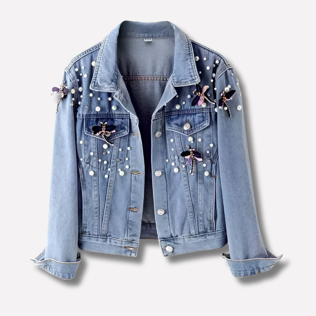 Giacca di jeans in cotone con bottoni da donna