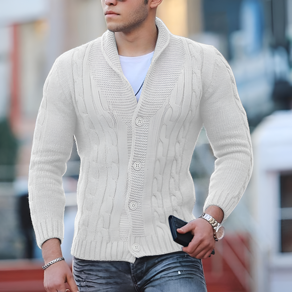 Cardigan in maglia con revers da uomo