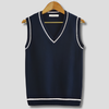 Pullover Senza Maniche Stile Preppy a Righe Retro
