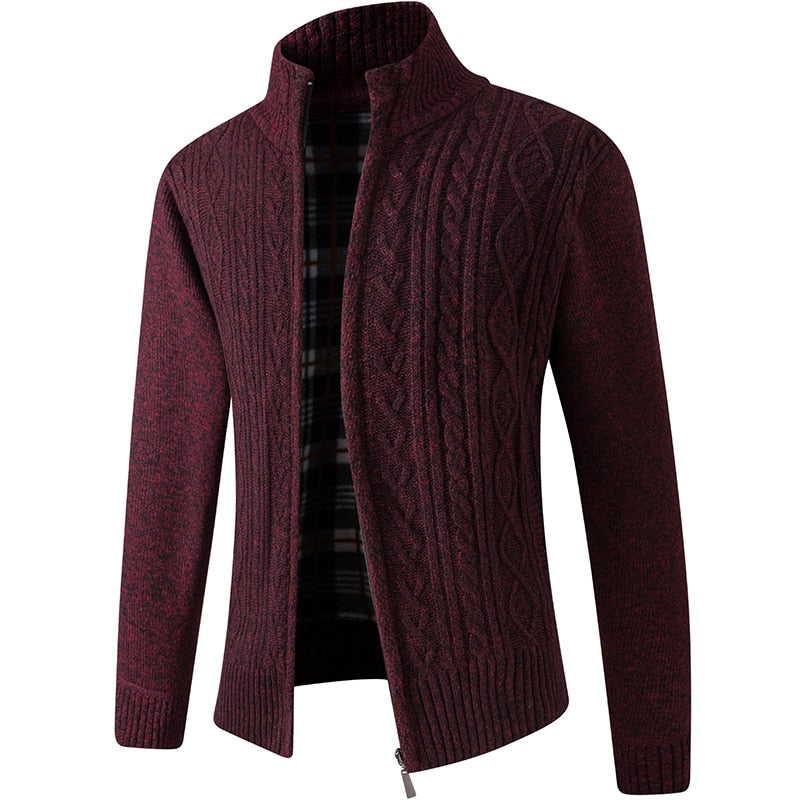 Maglione da uomo in maglia con cerniera per calore e stile