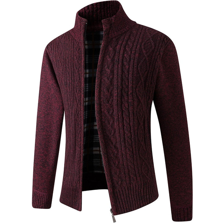 Maglione da uomo in maglia con cerniera per calore e stile