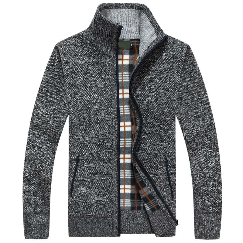 Maglione da uomo in maglia con cerniera per calore e stile