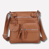 Borsa a spalla in pelle multitasche da donna
