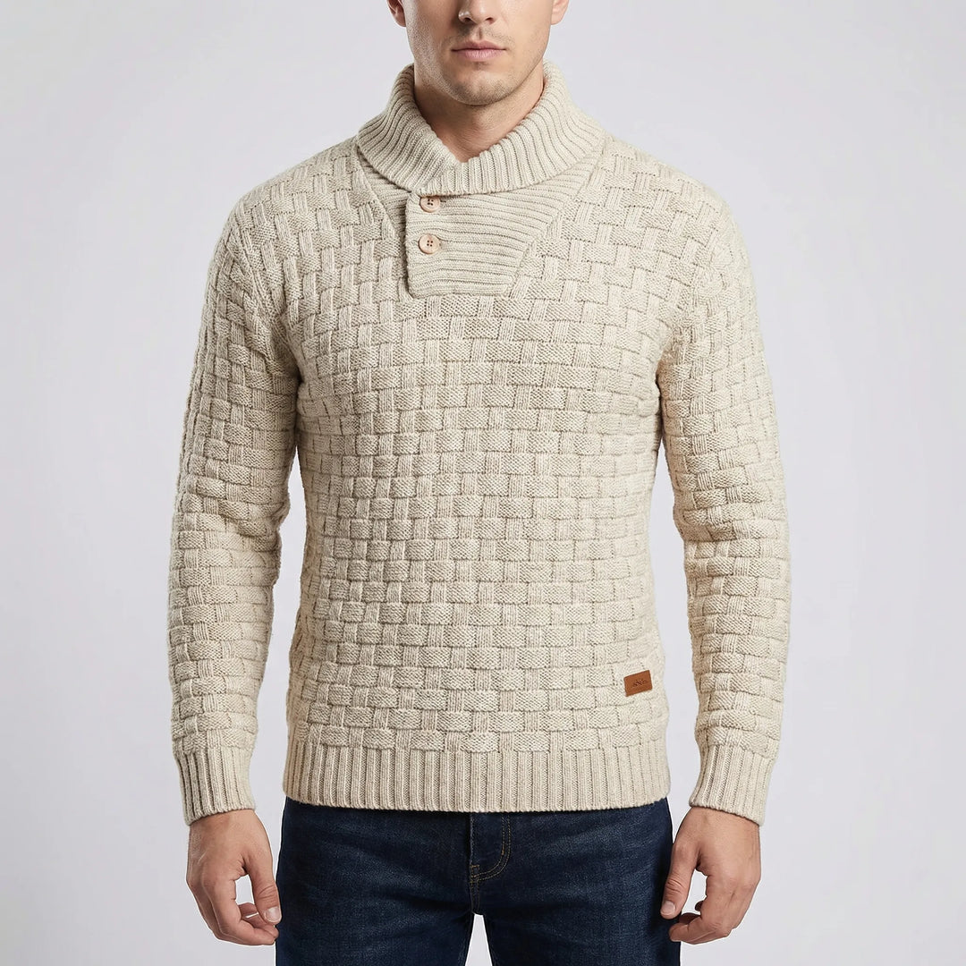 Halvern - Maglione da uomo con mezzo collo e bottoni