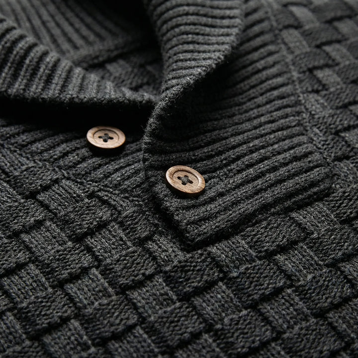 Halvern - Maglione da uomo con mezzo collo e bottoni