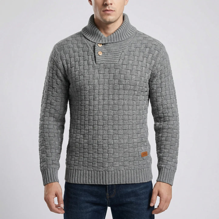 Halvern - Maglione da uomo con mezzo collo e bottoni