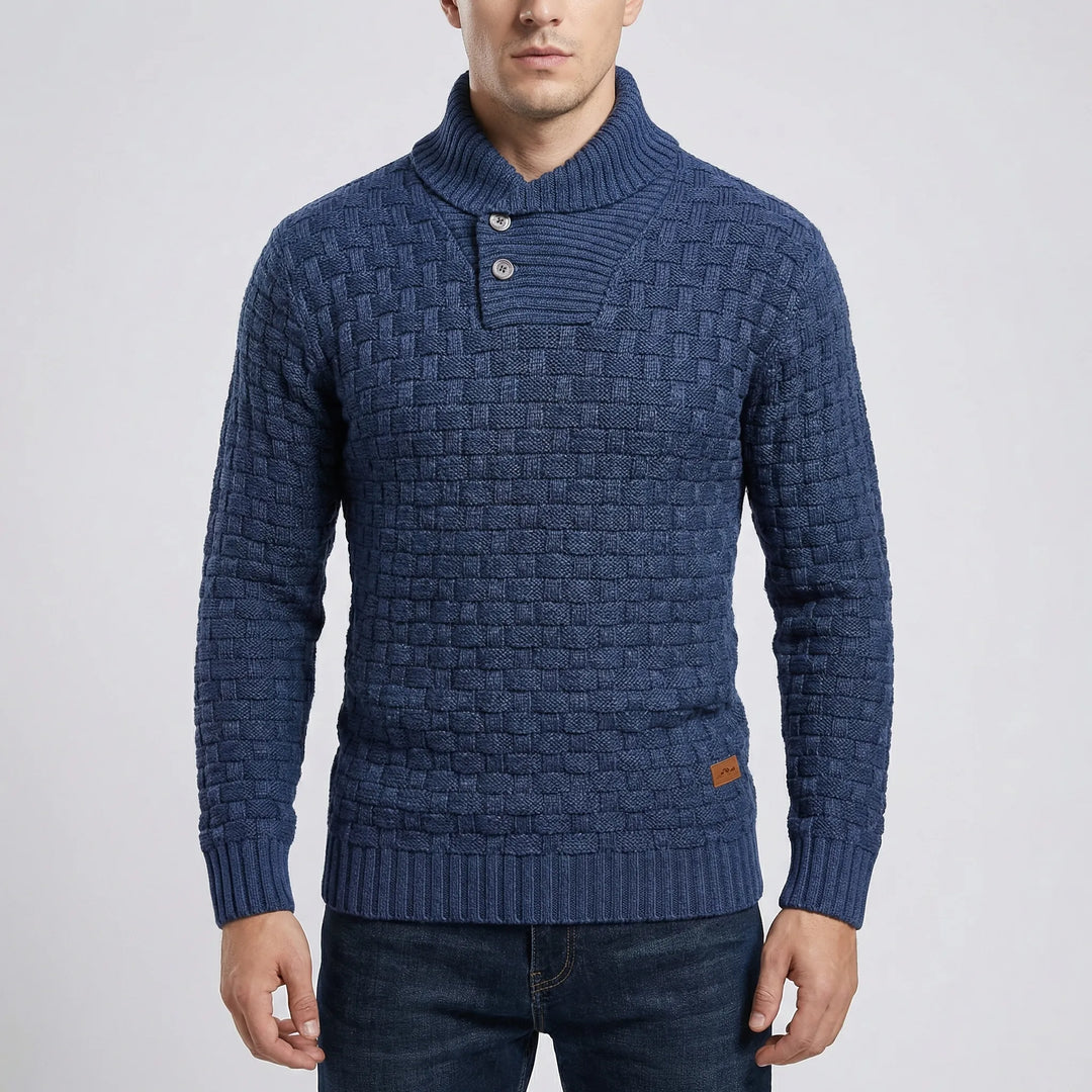 Halvern - Maglione da uomo con mezzo collo e bottoni