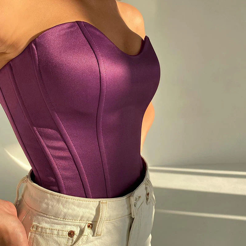 Elin – Top corto a corsetto senza spalline