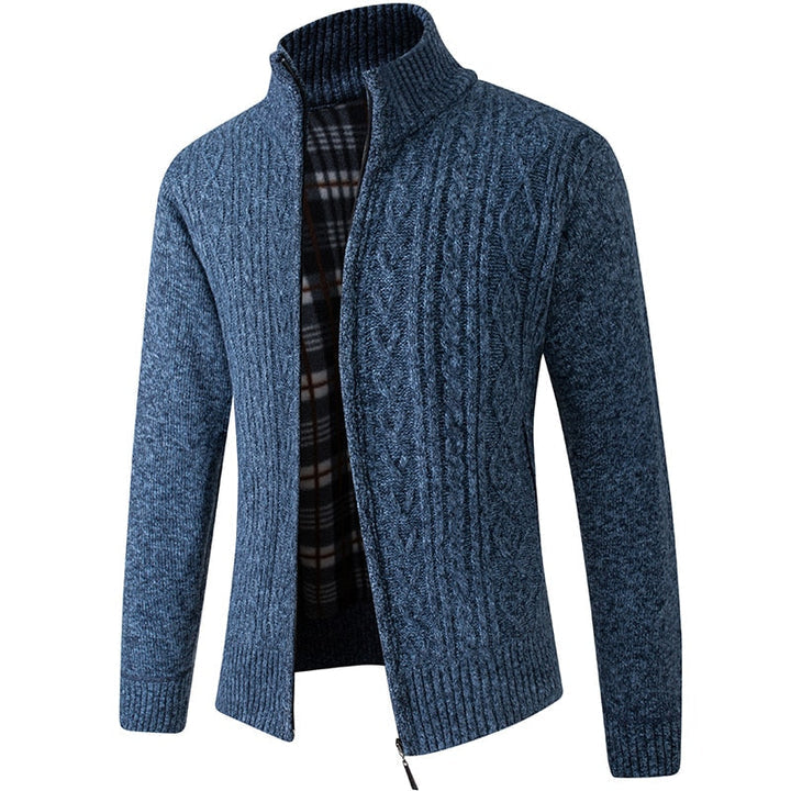 Maglione da uomo in maglia con cerniera per calore e stile