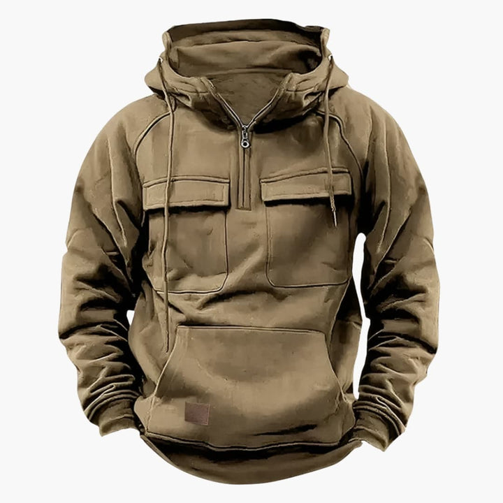 Felpa con mezza zip da uomo con tasche sul petto