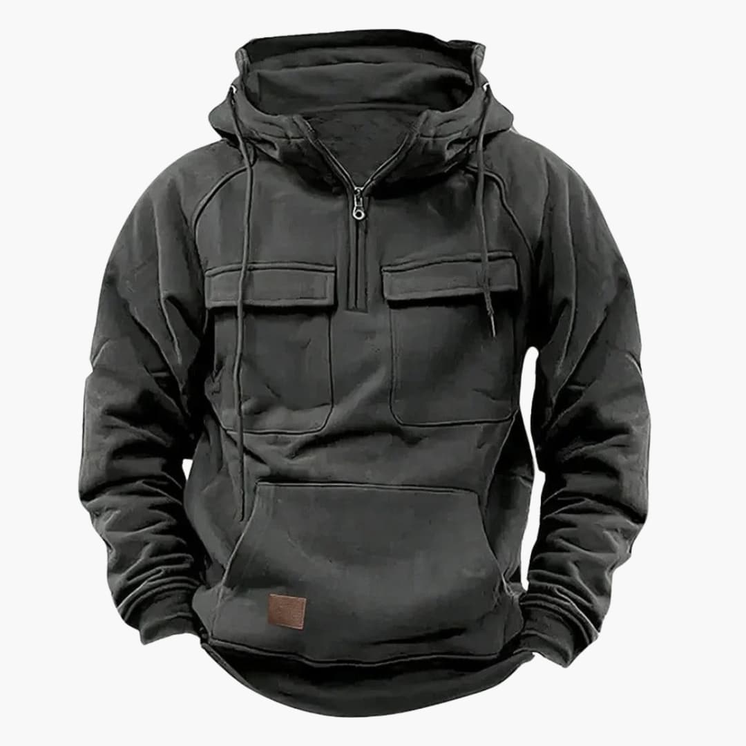 Felpa con mezza zip da uomo con tasche sul petto