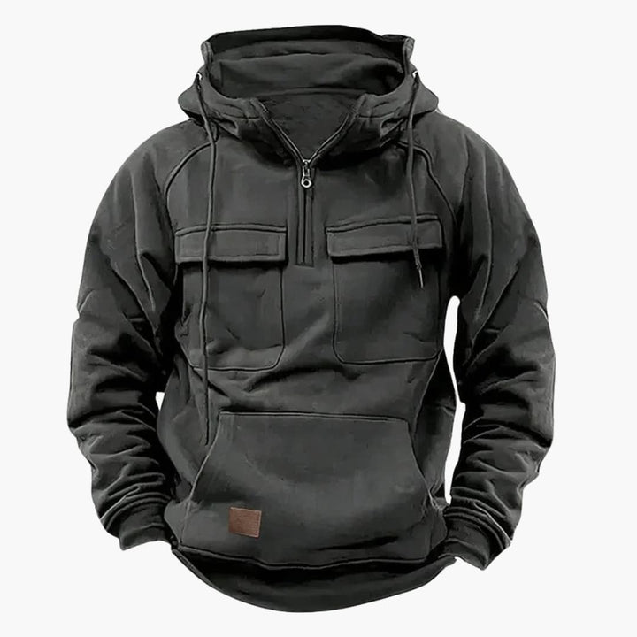 Felpa con mezza zip da uomo con tasche sul petto