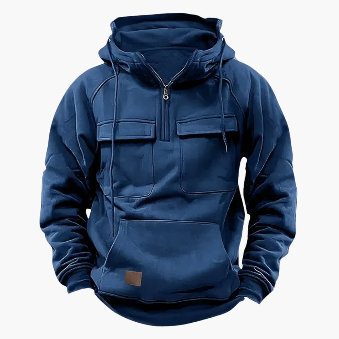 Felpa con mezza zip da uomo con tasche sul petto