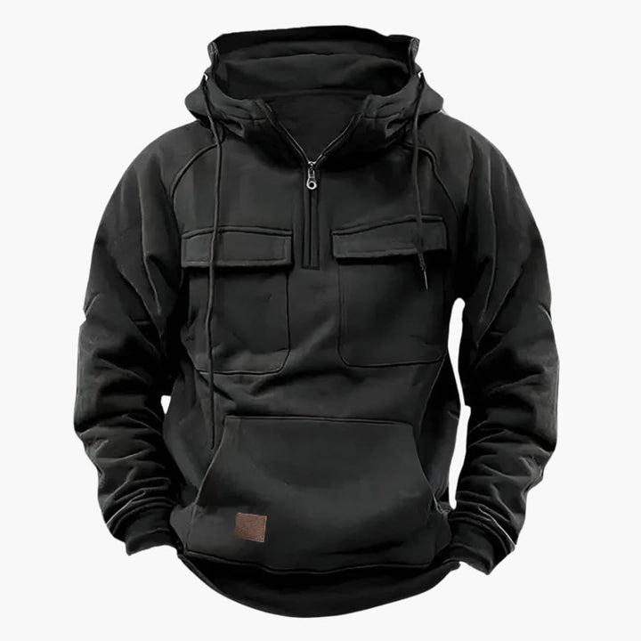 Felpa con mezza zip da uomo con tasche sul petto