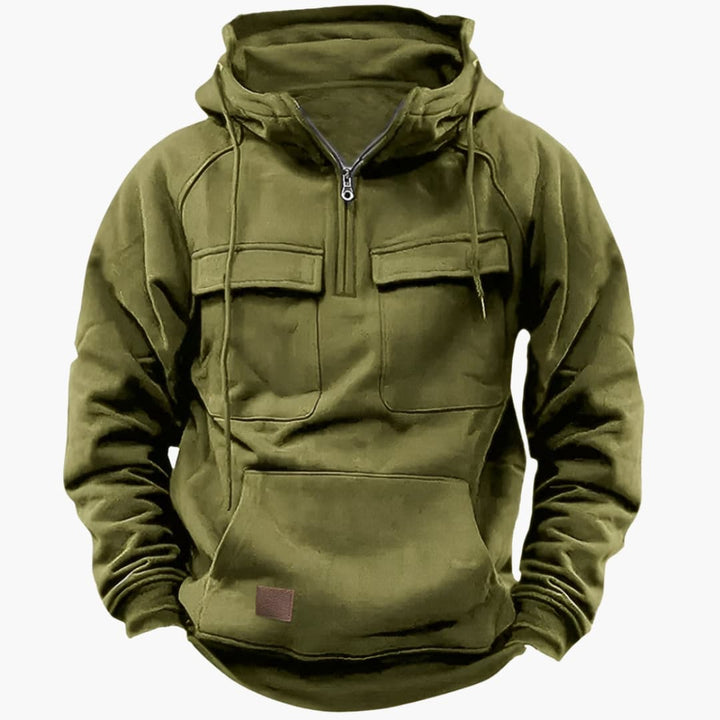 Felpa con mezza zip da uomo con tasche sul petto
