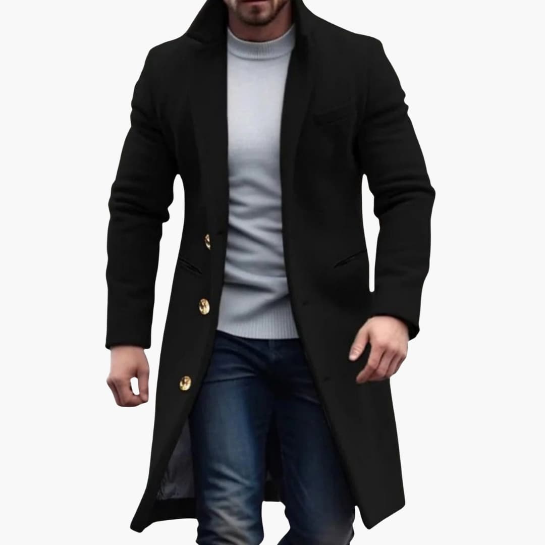 Cappotto Lungo da Uomo – Stile con Bottoni