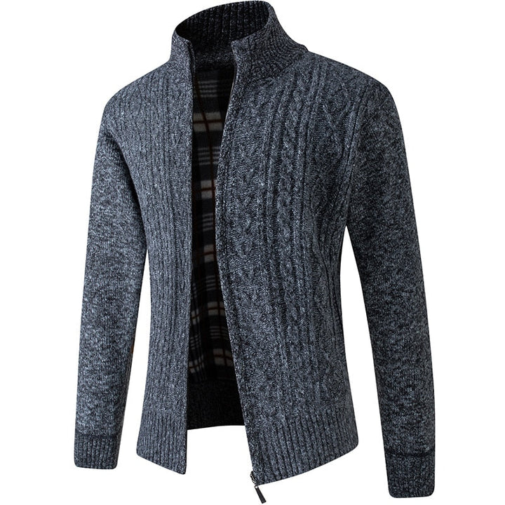 Maglione da uomo in maglia con cerniera per calore e stile